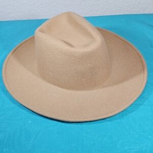 Universal Thread Camel Brown Wool Felt Adjustable Wide Brim Fedora Hat OS